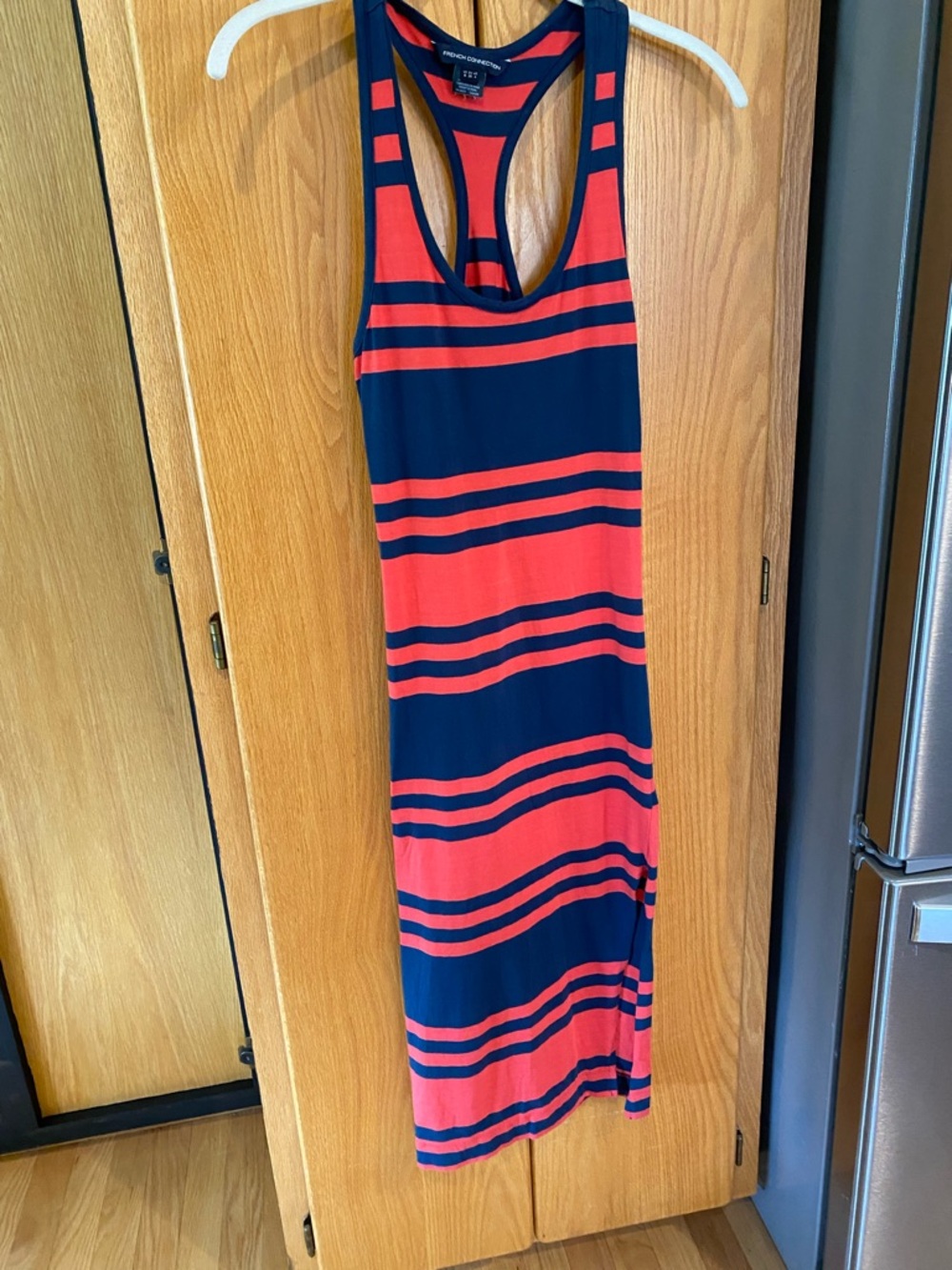 French Connection Navy and red Striped Sleeveless Dress